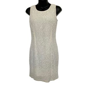 🥰3 for $30🥰 Cream Beaded Silk Sleeveless Dress Cocktail Mini Dress Lined Size 8